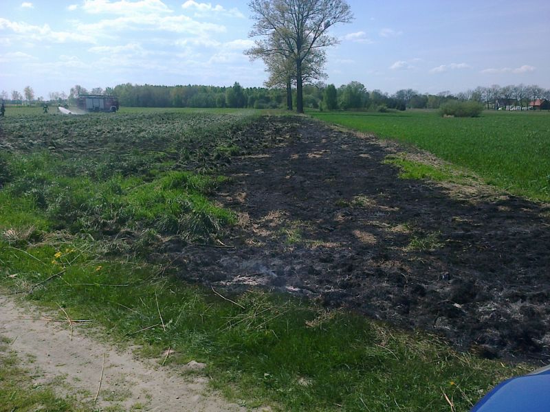 Pożar traw w Wojnowie