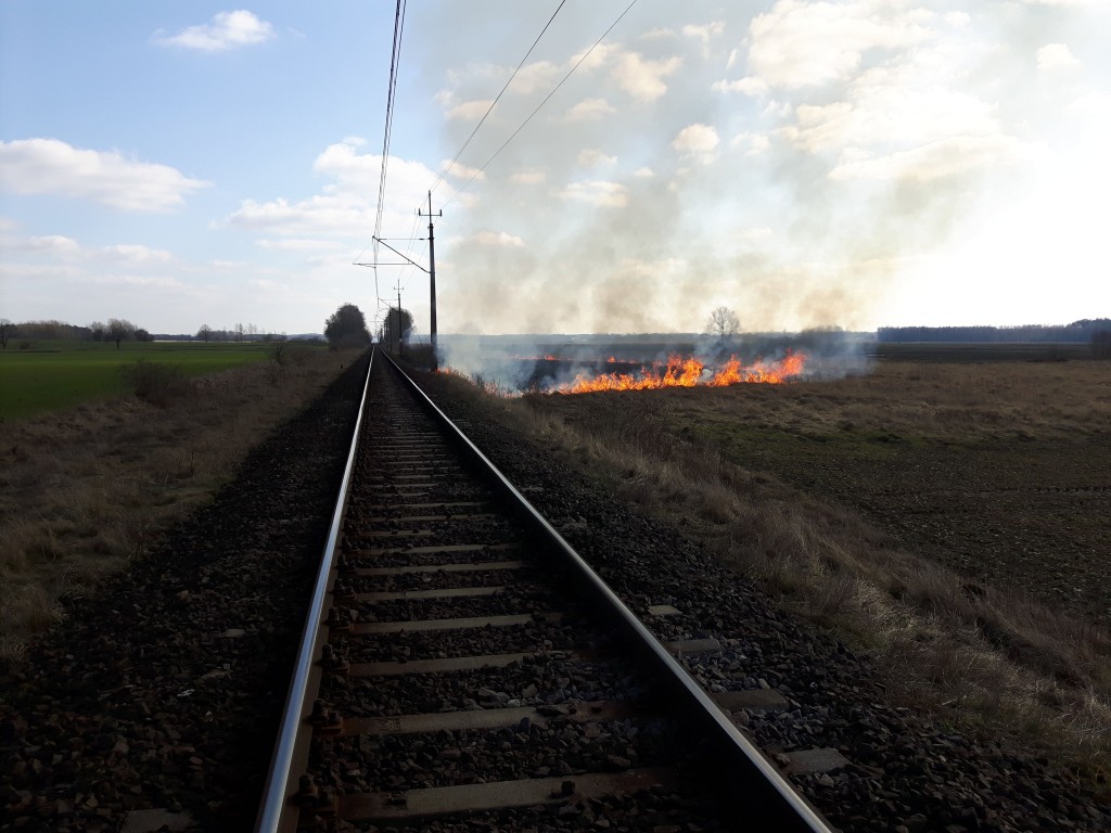 Obszerny pożar nasypu kolejowego